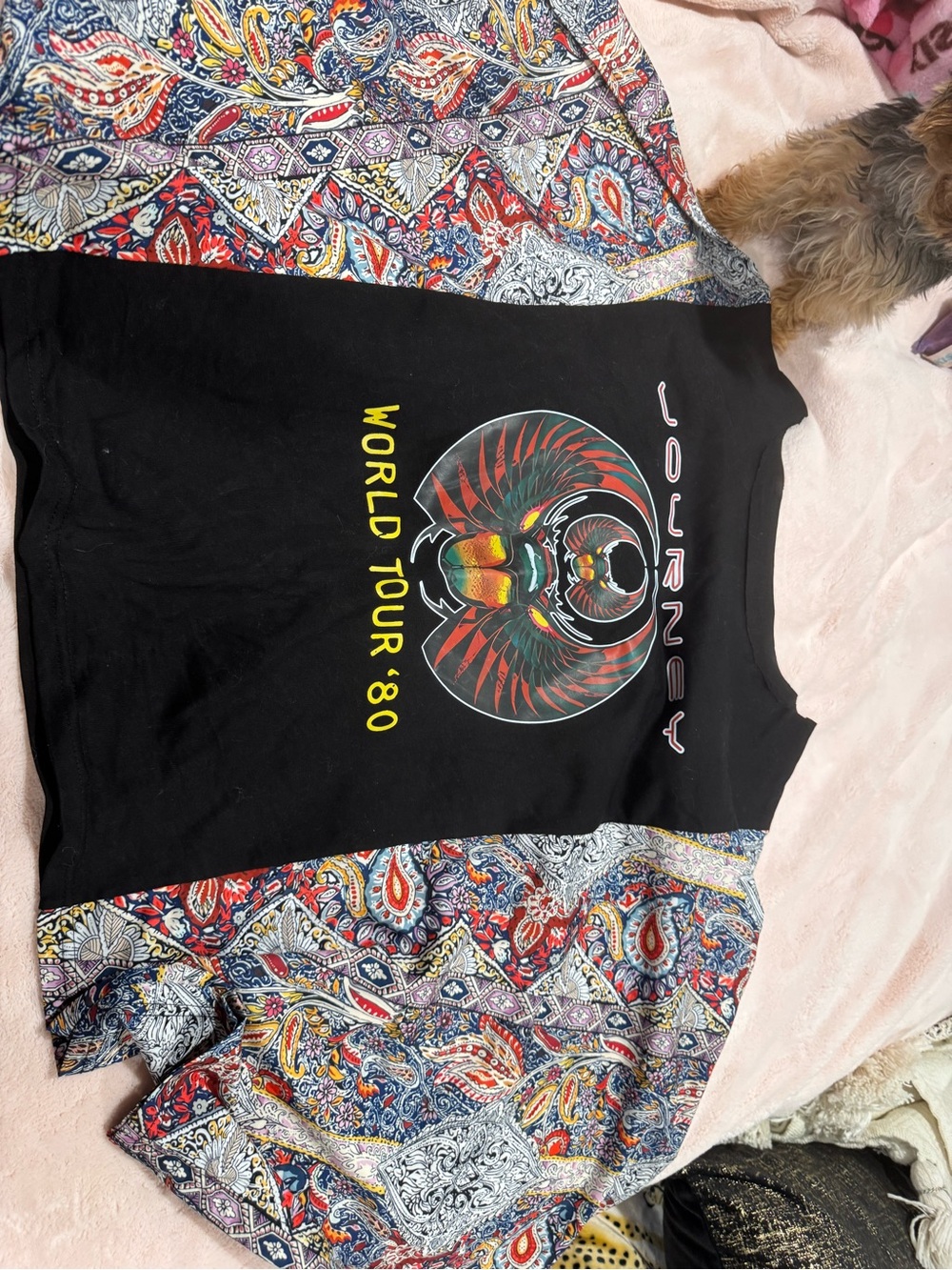 Journey Vintage Style Black Tour Graphic Tee with Colorful Skull